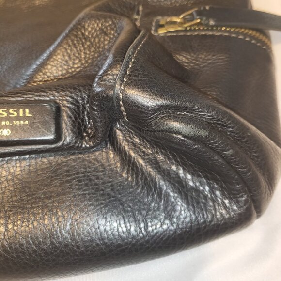 Vintage Fossil Emerson Bag Hobo Crossbody Black Pebble Leather Shoulder Bag Hand - Picture 11 of 16